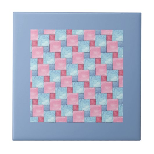 Patchwork Design Tile, Pinks, Blues Fliese (Vorderseite)