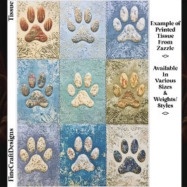 Patchwork Dog and Cat Paw Prints EN6 Decoupage Seidenpapier