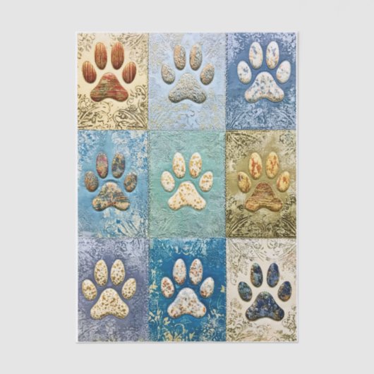 Patchwork Dog and Cat Paw Prints EN6 Decoupage Seidenpapier (Vorderseite)