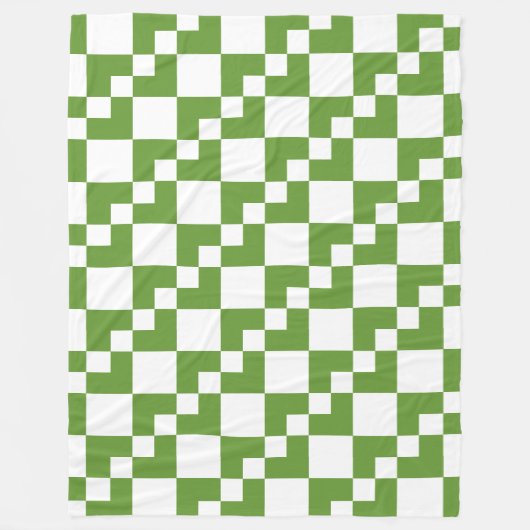 Patchwork Domino - Avocado Green und White Fleecedecke (Vorderseite)