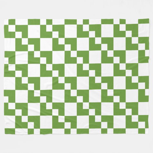 Patchwork Domino - Avocado Green und White Fleecedecke (Vorderseite (Horizontal))