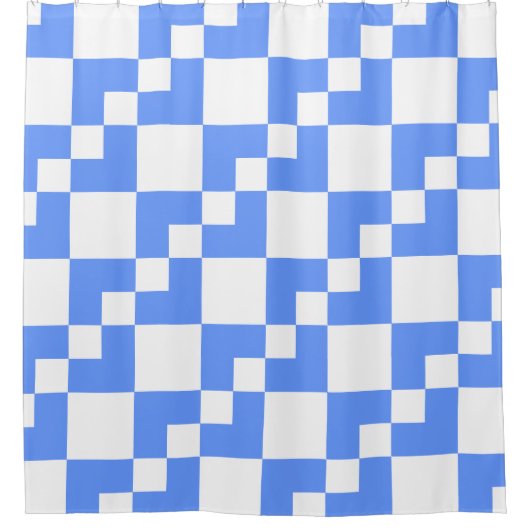 Patchwork Domino - Baby Blue und White Duschvorhang (Vorderseite)