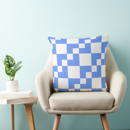Patchwork Domino - Baby Blue und White Kissen (Stuhl )