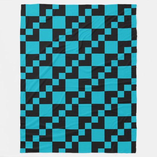 Patchwork Domino - Black and Aqua Blue Fleecedecke (Vorderseite)