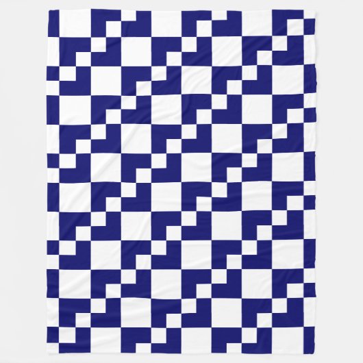Patchwork Domino - Deep Navy Blue und White Fleecedecke (Vorderseite)