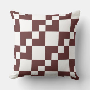 Patchwork Domino - Dunkelbraun und Weiß Kissen