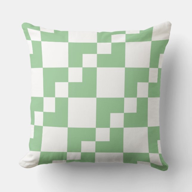 Patchwork Domino - Faded Green und White Kissen (Vorderseite)