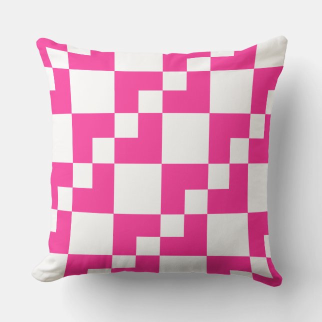 Patchwork Domino - Hot Pink und White Kissen (Vorderseite)