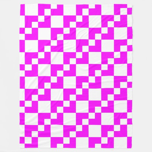 Patchwork Domino - Magenta und White Fleecedecke (Vorderseite)