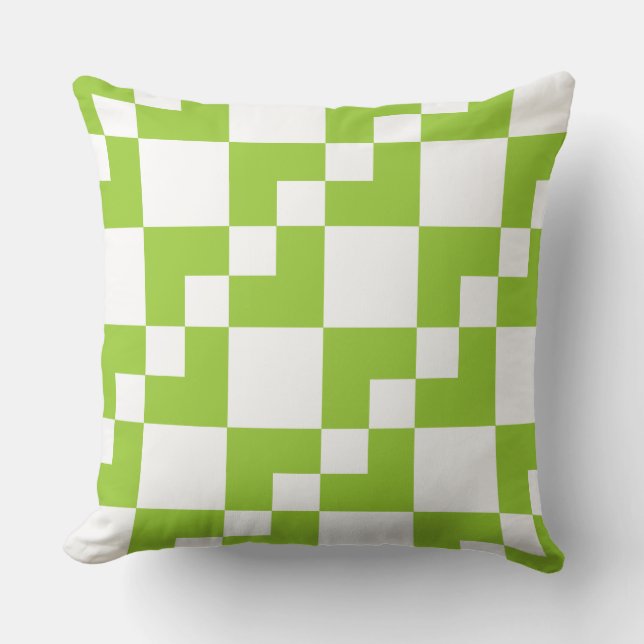 Patchwork Domino - Martian Green und White Kissen (Vorderseite)