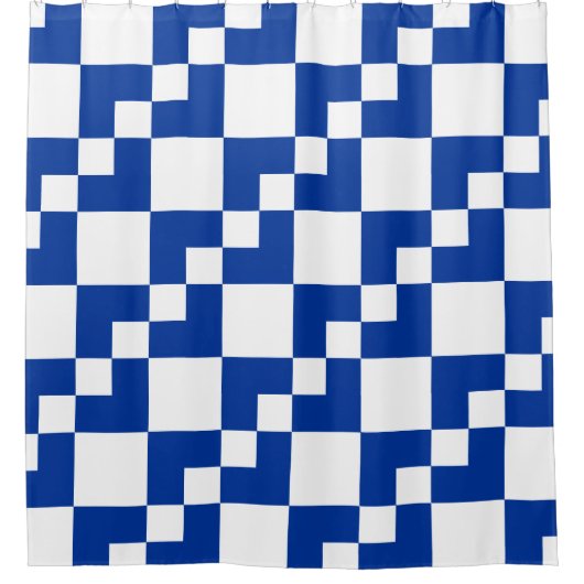 Patchwork Domino - Navy Blue und White Duschvorhang (Vorderseite)