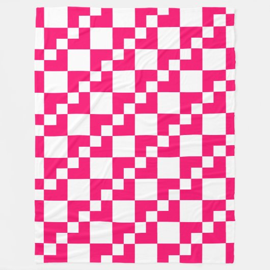 Patchwork Domino - Neon Red und White Fleecedecke (Vorderseite)