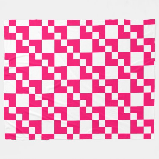 Patchwork Domino - Neon Red und White Fleecedecke (Vorderseite (Horizontal))
