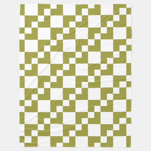 Patchwork Domino - Olive and White Fleecedecke (Vorderseite)