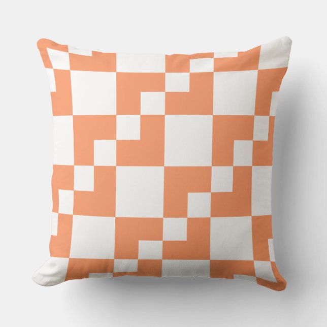 Patchwork Domino - Peach and White Kissen (Vorderseite)