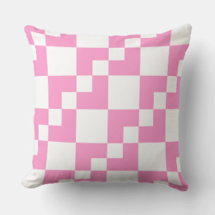 Patchwork-Domino - Rosa und Weiß Kissen