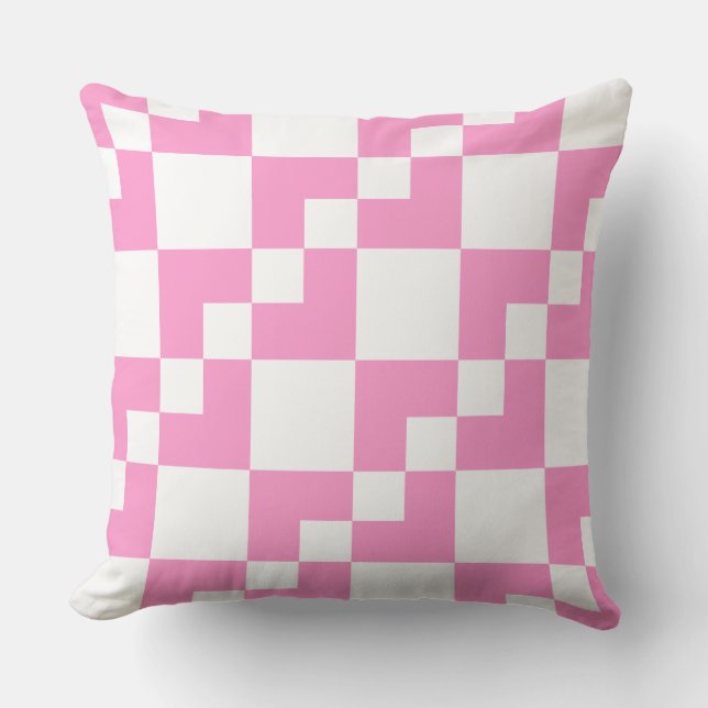 Patchwork Domino - Rosa und Weiß Kissen (Vorderseite)