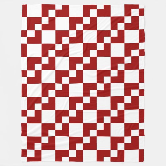 Patchwork Domino - Ruby Red und White Fleecedecke (Vorderseite)