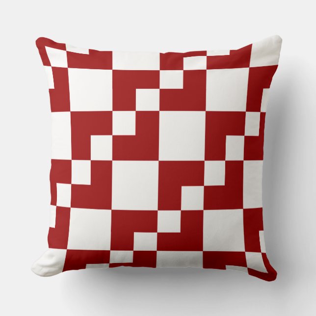 Patchwork Domino - Ruby Red und White Kissen (Vorderseite)