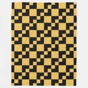 Patchwork Domino - Schwarz und Amber Fleecedecke