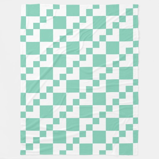 Patchwork Domino - White and Bale Green 7dcfb6 Fleecedecke (Vorderseite)
