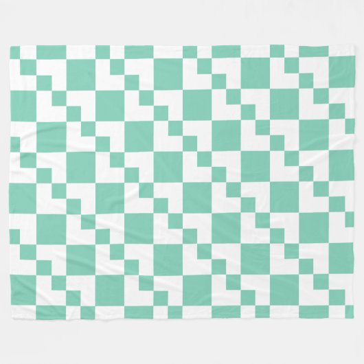 Patchwork Domino - White and Bale Green 7dcfb6 Fleecedecke (Vorderseite (Horizontal))