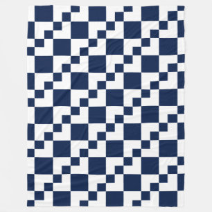 Patchwork Domino - White and Dark Blue 001744 Fleecedecke