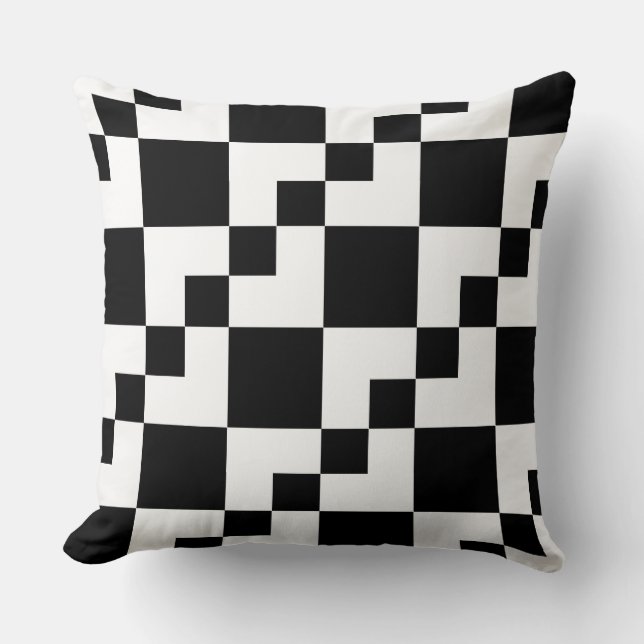 Patchwork Domino - White on Black Kissen (Vorderseite)