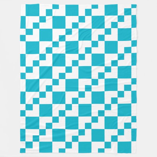 Patchwork Domino - White und Aqua Blue Fleecedecke (Vorderseite)