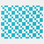 Patchwork Domino - White und Aqua Blue Fleecedecke (Vorderseite (Horizontal))