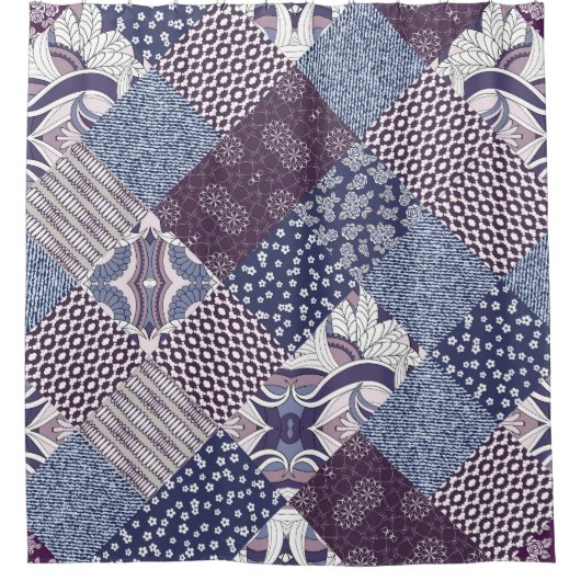 Patchwork Doodle: Vintag Boho Nahtlos. Duschvorhang (Vorderseite)