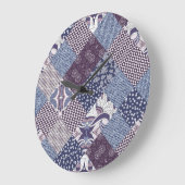 Patchwork Doodle: Vintag Boho Nahtlos. Große Wanduhr (Winkel)