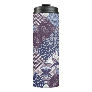 Patchwork Doodle: Vintag Boho Nahtlos. Thermosbecher