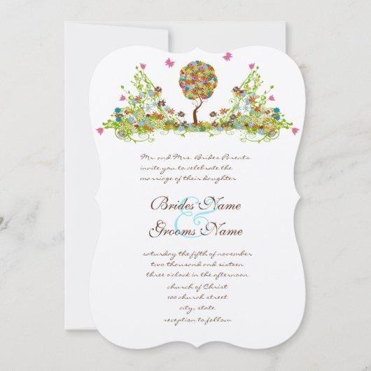 Patchwork Einladung des verzauberten Waldbaumes (Vorderseite)