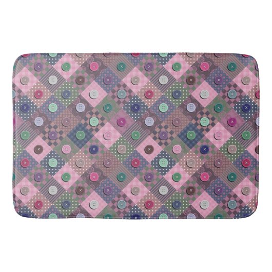 Patchwork Einzigartiges mehrfarbiges Button-Muster Badematte (Vorderseite)