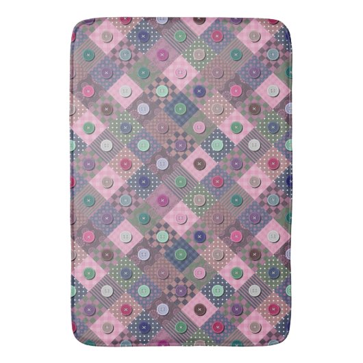Patchwork Einzigartiges mehrfarbiges Button-Muster Badematte (Vorderseite Vertikal)