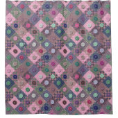 Patchwork Einzigartiges mehrfarbiges Button-Muster Duschvorhang (Vorderseite)