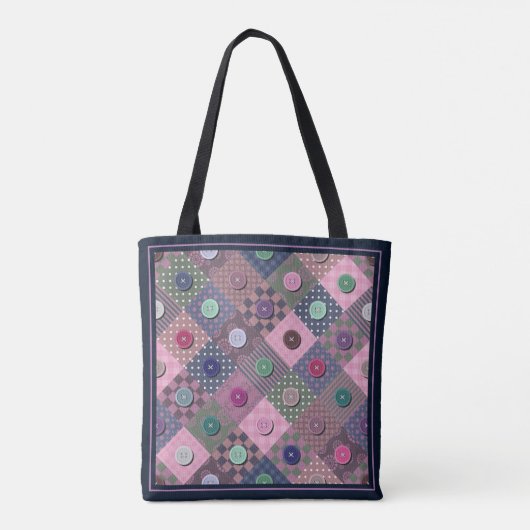 Patchwork Einzigartiges mehrfarbiges Button-Muster Tasche (Rückseite)