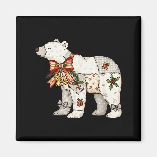 Patchwork-Eisbär Süße Weihnachtsdecke Magnet (Vorne)