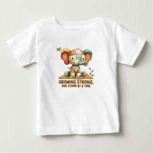 Patchwork-Elefant „Stark werden“ Baby T-shirt