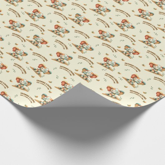 Patchwork-Elefant „Stark werden“ Geschenkpapier (Ecke)
