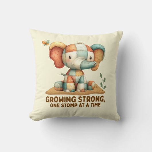 Patchwork-Elefant „Stark werden“ Kissen (Vorderseite)