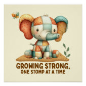 Patchwork-Elefant „Stark werden“ Poster (Vorderseite)