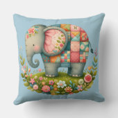 Patchwork-Elefanten-Blumenwiese-Amulett Kissen (Rückseite)