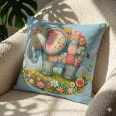 Patchwork-Elefanten-Blumenwiese-Charm Kissen