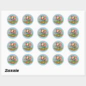 Patchwork-Elefanten-Blumenwiese-Charm Runder Aufkleber (Blatt)