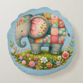 Patchwork-Elefanten-Blumenwiese-Charm Rundes Kissen (Rückseite)