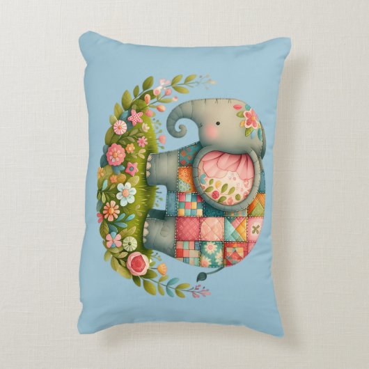 Patchwork-Elefanten Blumenwiese Charme Dekokissen (Rückseite(Vertikal))