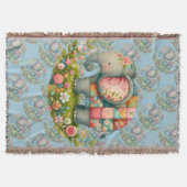 Patchwork-Elefanten-Blumenwiesen-Charm Decke (Vorderseite)