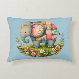 Patchwork-Elefanten-Blumenwiesen-Charm Dekokissen